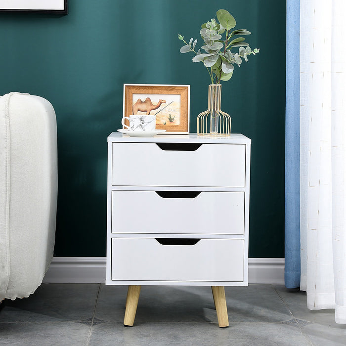 Wooden Bedside Table 3-Drawer Cabinet Storage Night Stand