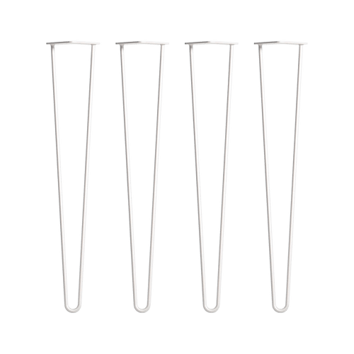 Set of 4 White Industrial Retro Hairpin Table Legs 12mm Steel Bench Desk - 71cm
