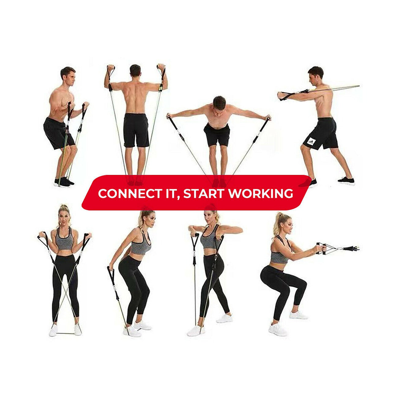 Exercise Pilates Bar Kit Resistance Bands Yoga Fitness Stretch