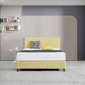 Linen Fabric Rectangular Queen Bed Deluxe Headboard Bedhead Sulfur Yellow 