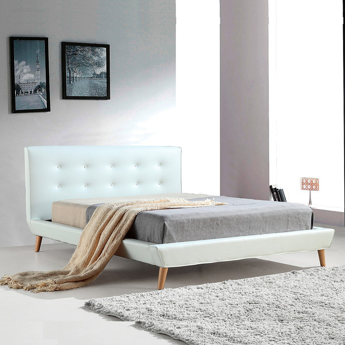 Double PU Leather Deluxe Bed Frame - White