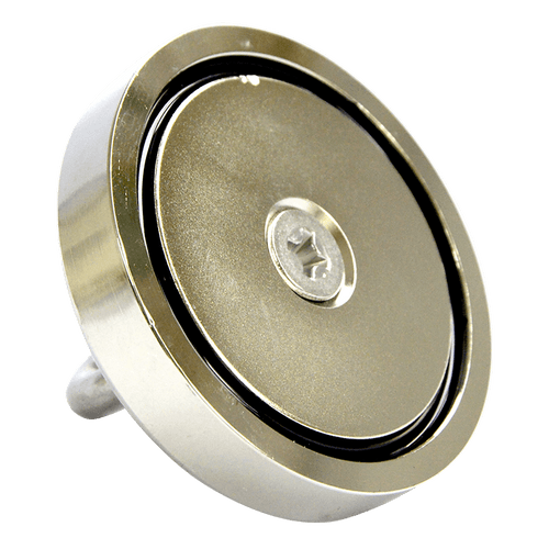 Round Neodymium Fishing Magnet with Countersunk Hole and Eyebolt, 500 LBS pull