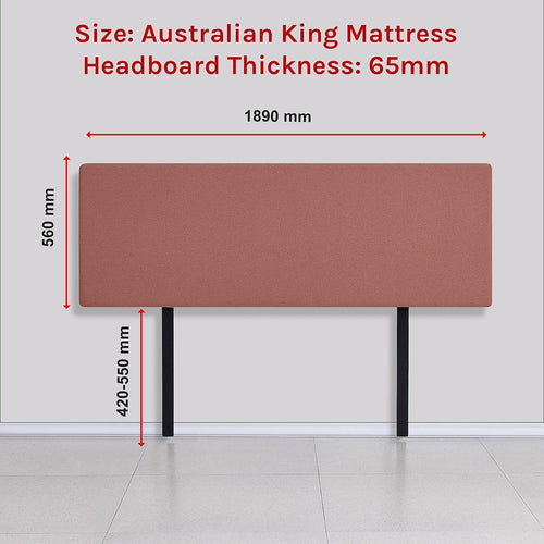 Linen Fabric Rectangular King Bed Deluxe Headboard Bedhead Pearl Copper Brown 