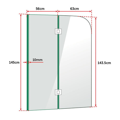 Frameless Glass Bath Screen 120 x 145cm Nickel Finish