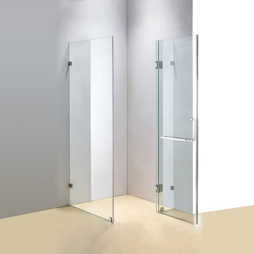 100 x 100cm Frameless 10mm Glass Shower Screen By Della Francesca CHROME Hardware, SQUARE Handle