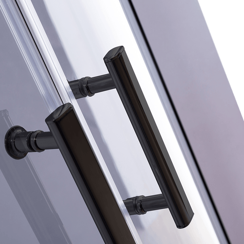 90 x 90cm Rounded Sliding 6mm Curved Shower Screen with Base in Black with White Base