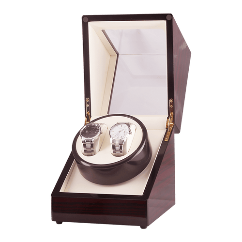 Automatic Dual Watch Winder Wood Display Box Case Motor Rotation Storage
