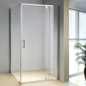 1200 x 900 x 1900mm Framed Safety Glass Pivot Door Shower Screen in CHROME