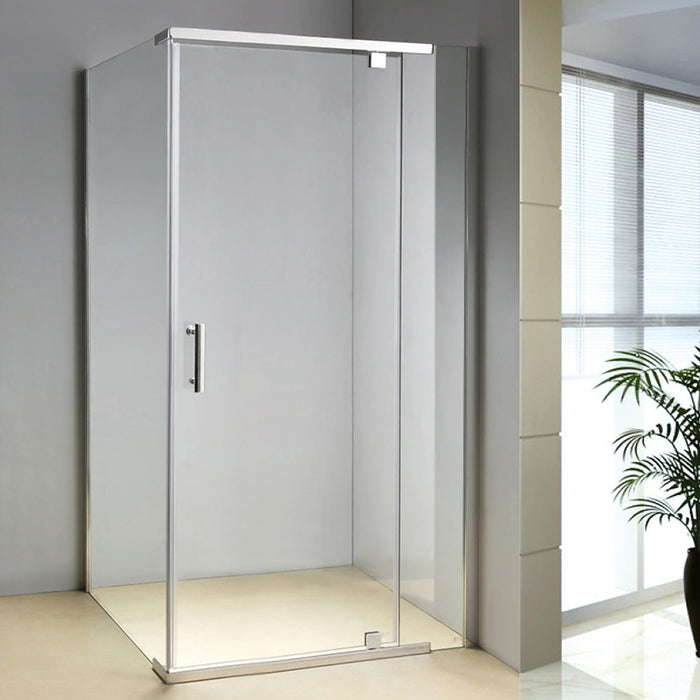 1200 x 900 x 1900mm Framed Safety Glass Pivot Door Shower Screen in CHROME