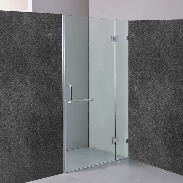 100 x 200cm Wall to Wall Frameless Shower Screen in CHROME Hardware, ROUND Handle