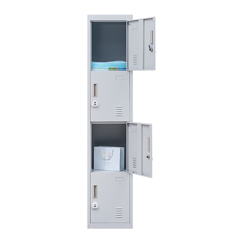 Grey Locker with 4 Doors & 3-Digit Combination Lock – Storage for Gym, School, or Workplace