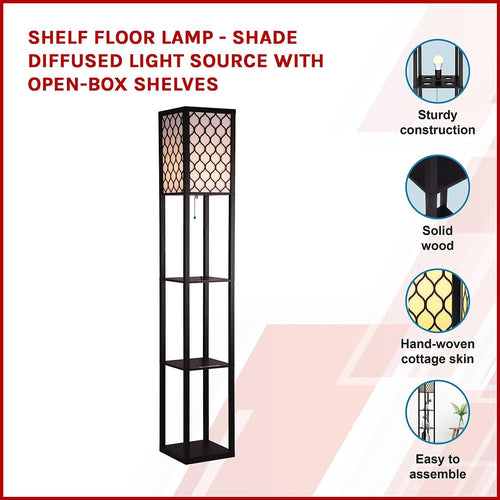 Shelf Floor Lamp - Shade Diffused Light Source with Open-Box Shelves