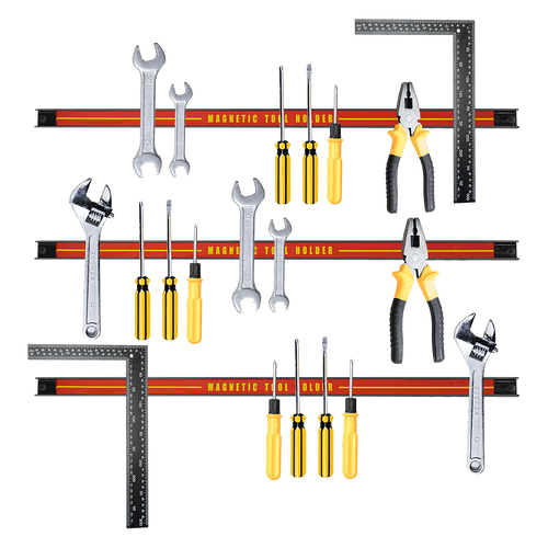 3 x 61cm Magnetic Wall Mounted Tool Holder Storage Organiser Garage Workshop