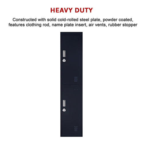 2-Door Black Locker Cabinet 3-Digit Combination Lock – Secure & Durable