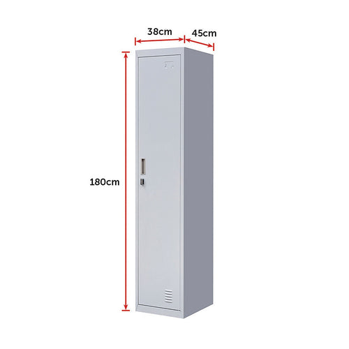 Lockable 1-Door Grey Locker for Home or Office - Padlock-operated