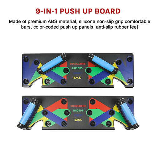 9 in1 Push Up Board Yoga Bands Fitness Workout Train Gym Exercise Pushup Stand