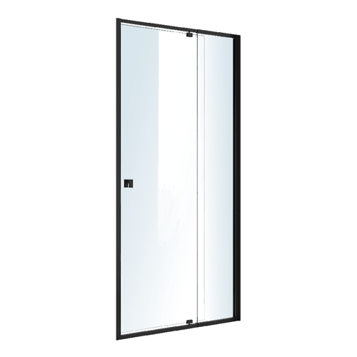 Front: (98~106) x 195cm Adjustable Semi Frameless Shower Screen in Black No Side Return