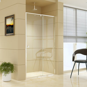 Front: (114~122) x 195cm Adjustable Semi Frameless Shower Screen in Chrome No Side Return