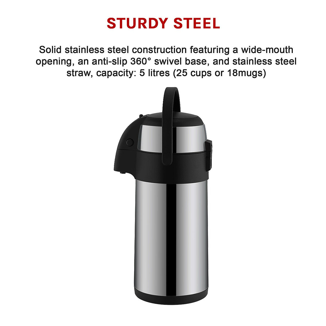 Pump action airpot tea coffee best sale flask