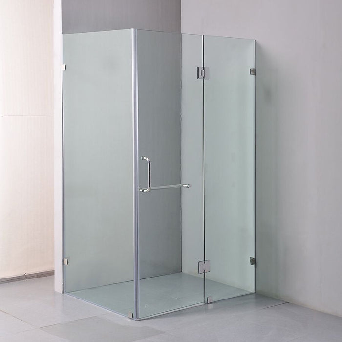 120 x 100cm Frameless 10mm Glass Shower Screen By Della Francesca CHROME Hardware, ROUND Handle