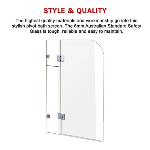 Frameless Glass Bath Screen 120 x 145cm Nickel Finish