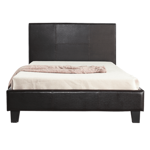 King Single Bed Frame Brown PU Leather
