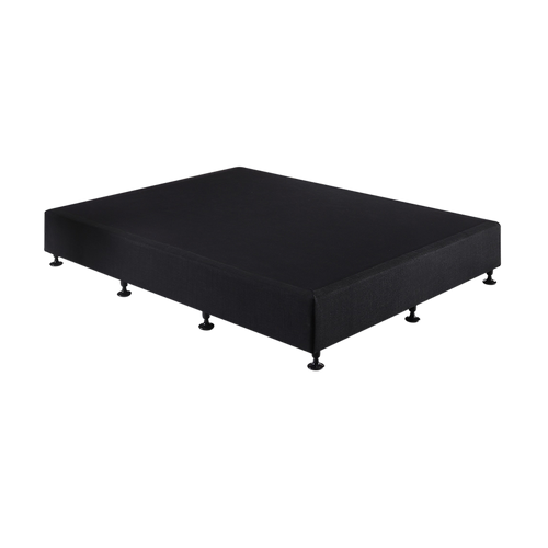 King Single Slatted Ensemble Bed Base - Midnight Black Linen Breathable Cover