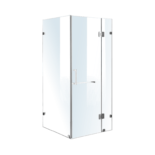 90 x 90cm Frameless 10mm Glass Shower Screen By Della Francesca CHROME Hardware, SQUARE Handle