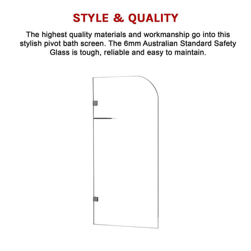 Frameless Glass Bath Screen 70 x 145cm Nickel Finish