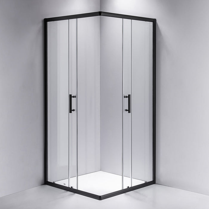 800 x 900mm Sliding Door Nano Safety Glass Shower Screen in Black