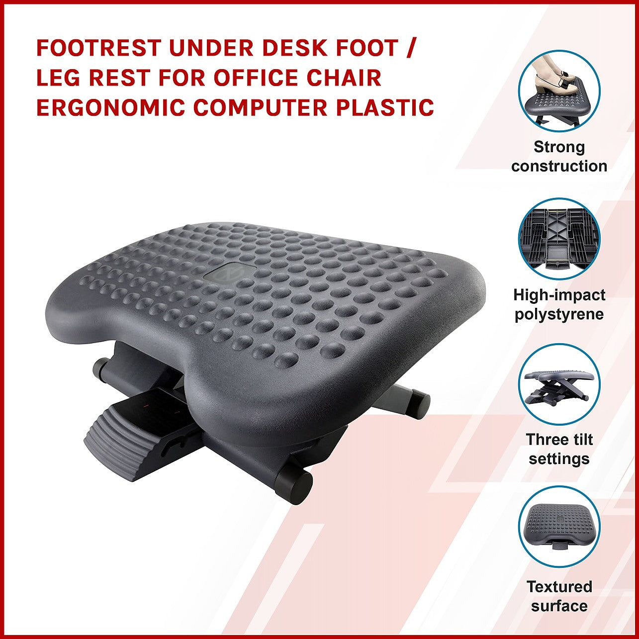 Footrest Under Desk Foot Leg Rest for Office Chair Ergonomic