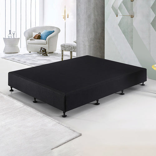 King Single Slatted Ensemble Bed Base - Midnight Black Linen Breathable Cover