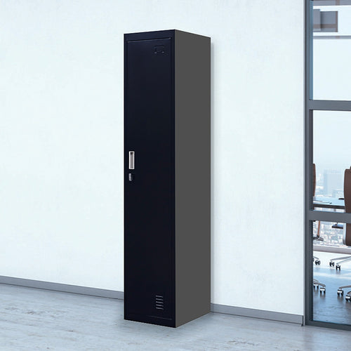 Lockable 1-Door Black Locker for Home or Office - Padlock-operated