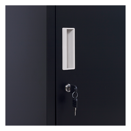2-Door Black Locker Cabinet Standard Lock with 2 Keys – Secure & Durable