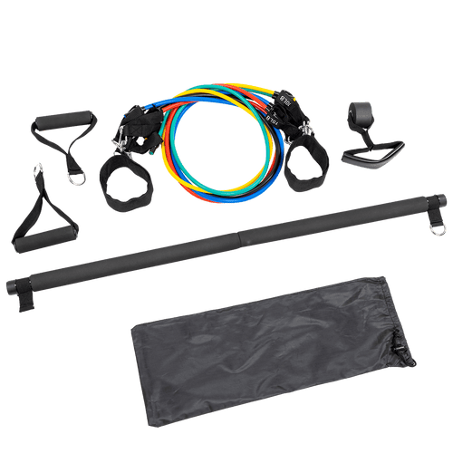 Exercise Pilates Bar Kit Resistance Bands Yoga Fitness Stretch Workout Gym
