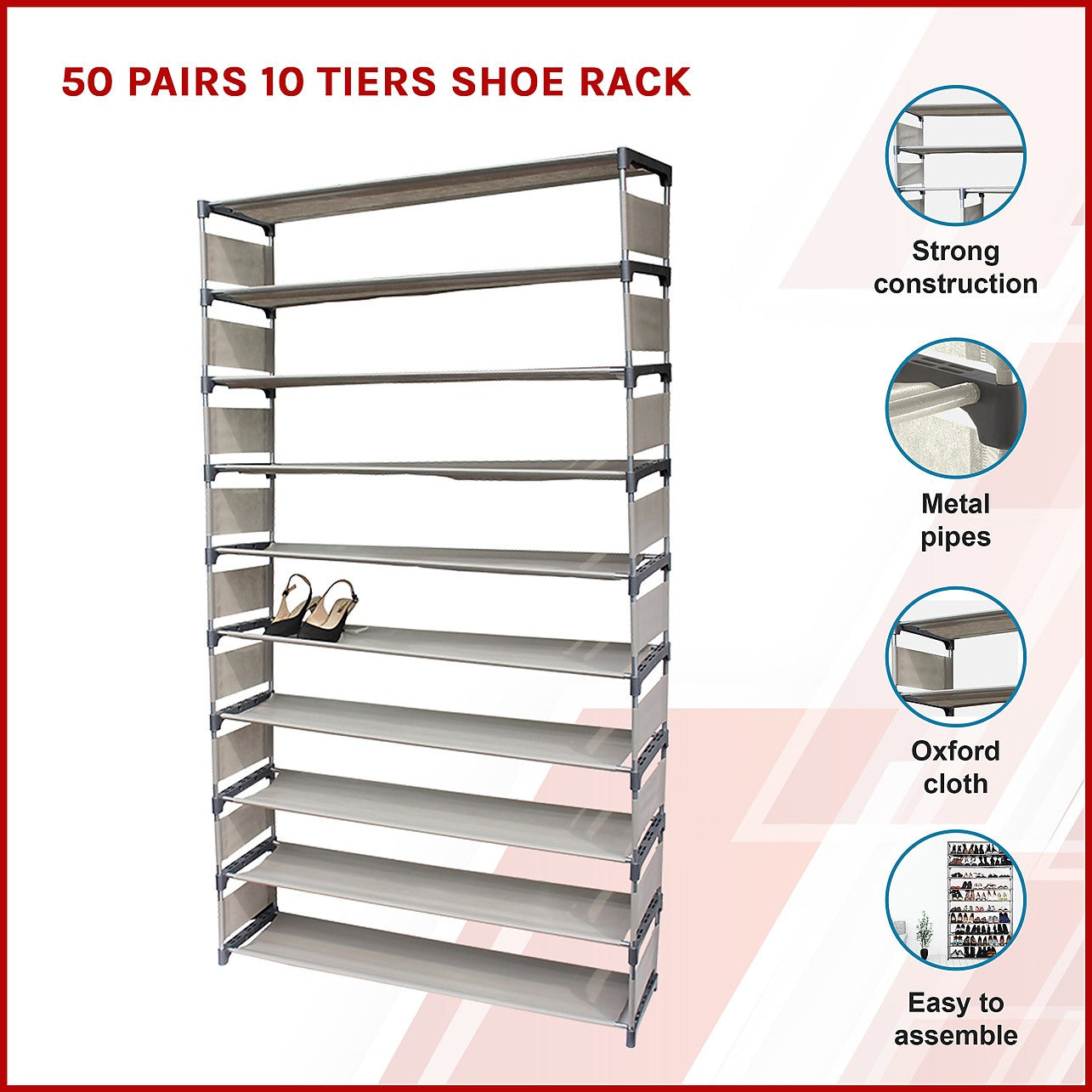 Dropship 5 Tiers Plus 3 Tiers Shoe Rack Metal Shoe Storage Shelf