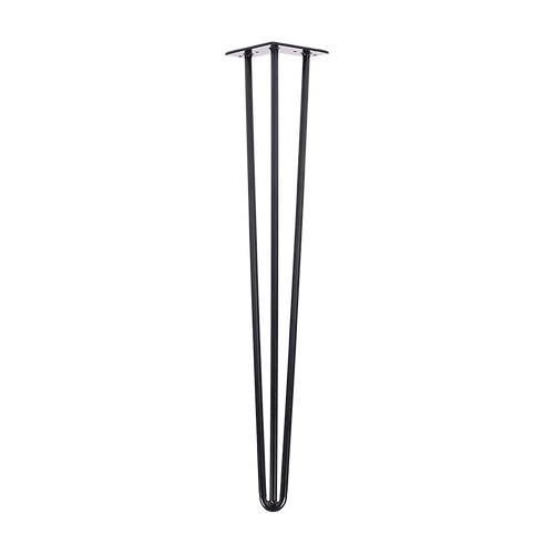 Set of 4 Industrial 3-Rod Retro Hairpin Table Legs 12mm Steel Bench Desk - 71cm Black