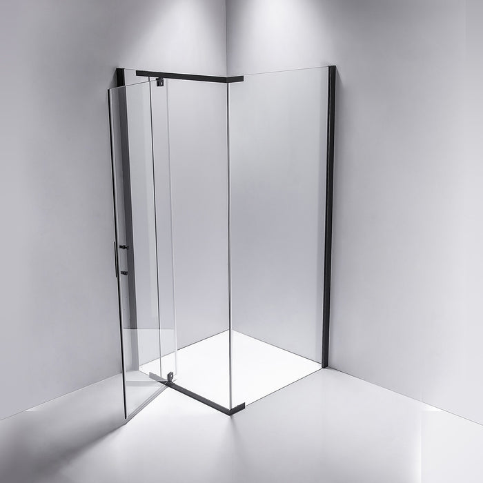 1200 x 800 x 1900mm Framed Safety Glass Pivot Door Shower Screen in Black