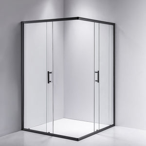 1000 x 1000mm Sliding Door Nano Safety Glass Shower Screen in Black