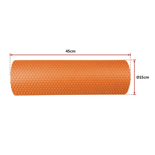 45 x 15cm Physio Yoga Pilates Foam Roller - Orange