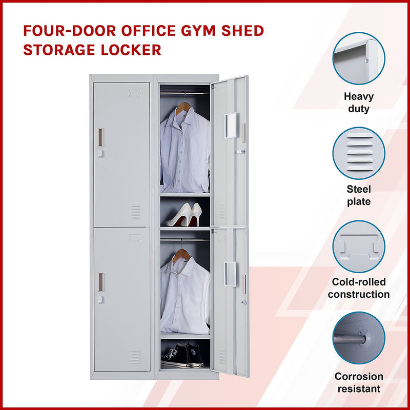 2x2 Door Grey Metal Locker – Secure Storage with Padlock-operated ...