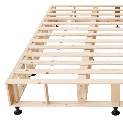 King Single Slatted Ensemble Bed Base - Platinum Natural Sand Linen Breathable Cover