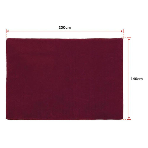 200x140cm Floor Rugs Large Shaggy Rug Area Carpet Bedroom Living Room Mat Burgundy