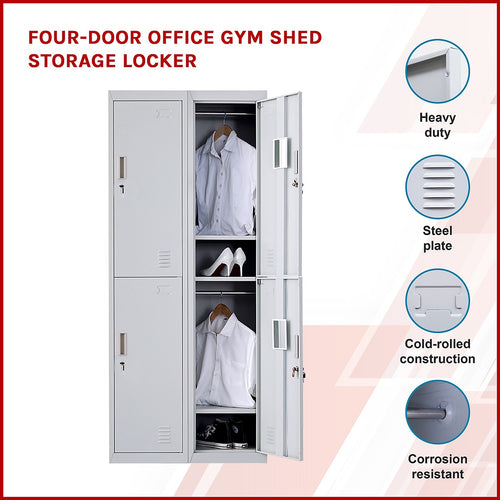 2x2 Door Grey Metal Locker – Secure Storage with Standard Lock with 2 Keys