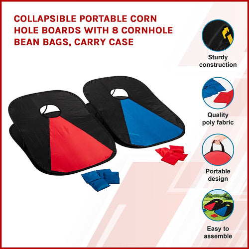 Portable Collapsible Cornhole Board Set – 2 Boards, 8 Bean Bags & Carry Case