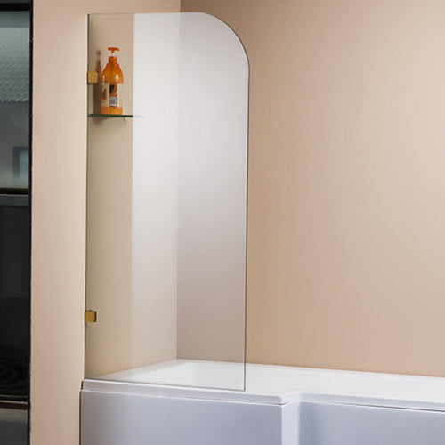 Frameless Glass Bath Screen 70 x 145cm Gold Finish