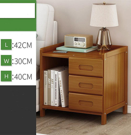 Bamboo Bedside Table Nightstand Storage Bedroom Sofa Side Stand - Dark Wood