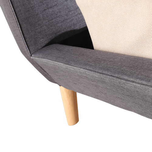 Queen Linen Fabric Bed with Button Tufted Headboard - Grey