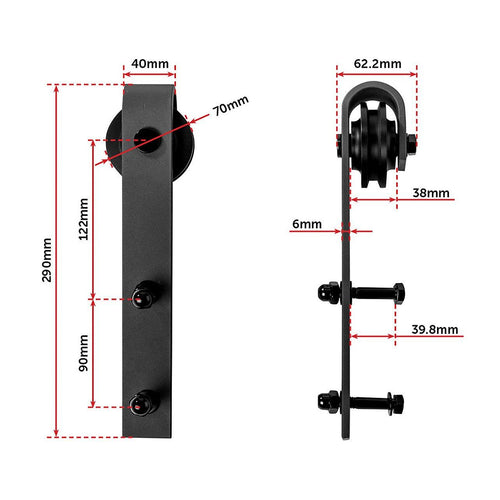 Black Sliding Barn Door Hardware 2M 