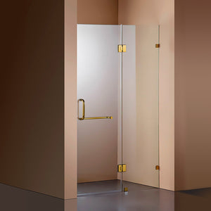 120 x 200cm Wall to Wall Frameless Shower Screen in GOLD Hardware with SQUARE Handle